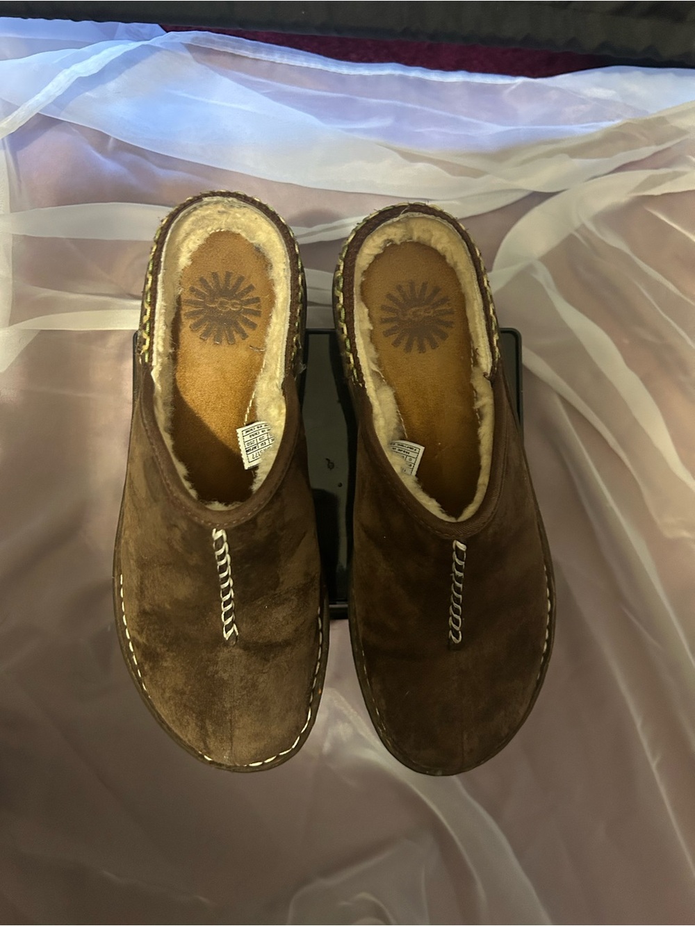 Ugg brown suede  slides size 8